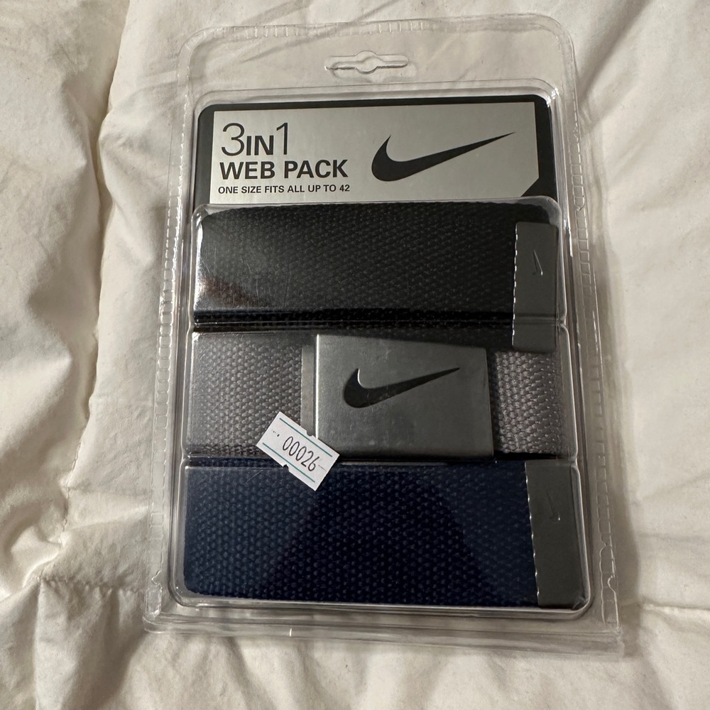 Nike 3-in-1 Web Pack Belts - Black, Gray, Blue
